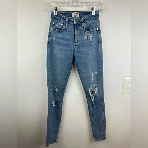 AGOLDE Sophie High Rise Distressed Skinny Jeans Sz 24 - Picture 3 of 16